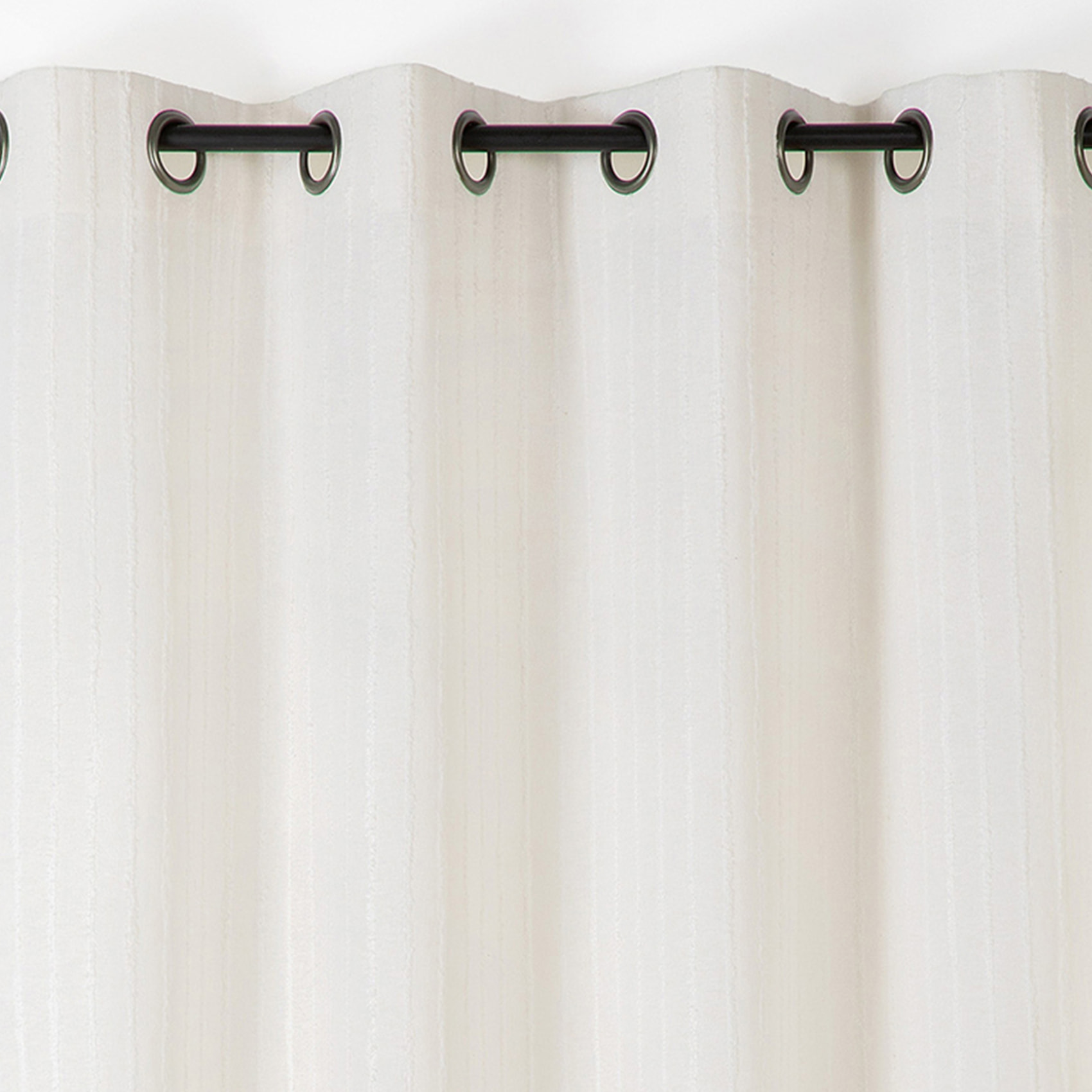 Rideau en lin et coton rayures tuftées - Blanc