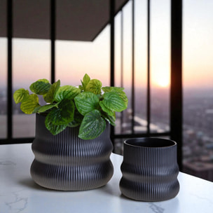 Set 2 vasi con righe - 22,5xH19x22,5cm - Pezzi 2 - Bianchi Dino SpA