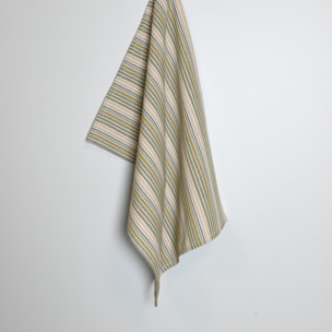 Torchon de cuisine en coton à rayures tissées - Kaki