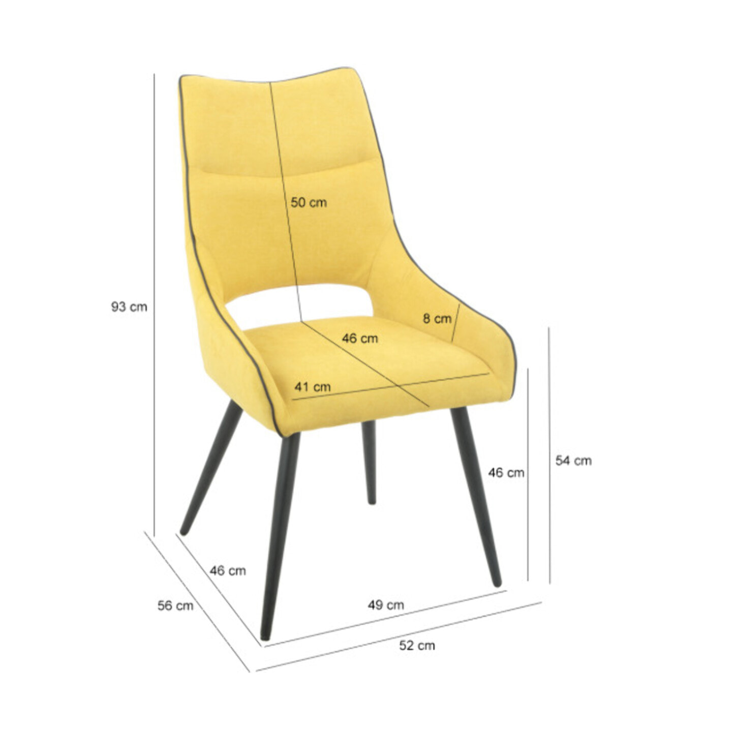 Chaise en lin avec pieds fins en métal noir - CHICAGO