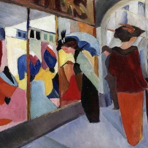 Poster La boutique de mode par August Macke Affiche + cadre en bois - Noir