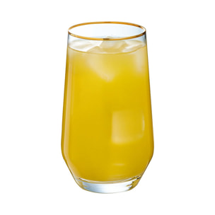 4 verres à eau 40cl bord or