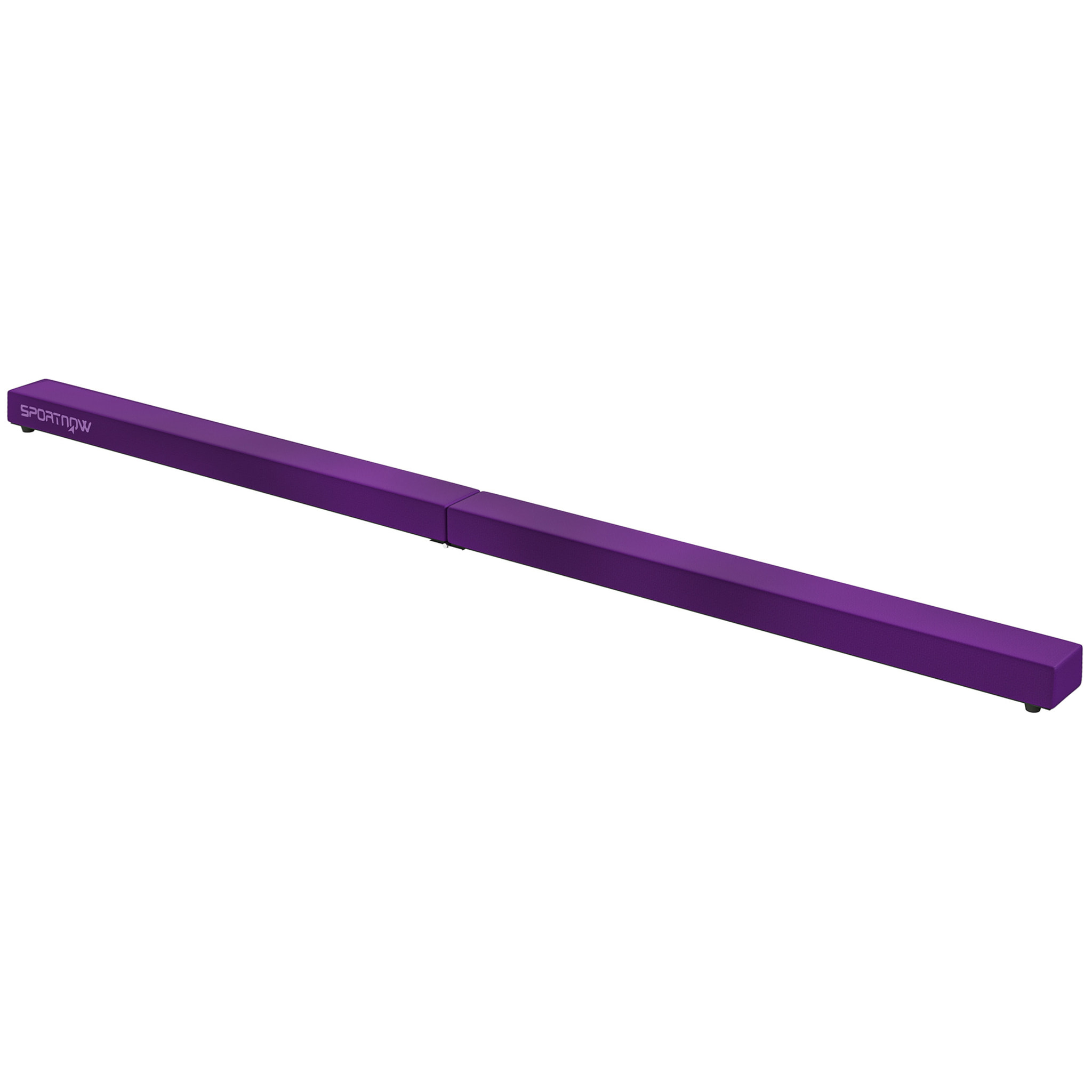 Poutre gymnastique pliable 210 cm - poutre d'équilibre antidérapante - bois de pin revêtement flanelle violet