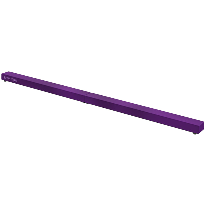 Poutre gymnastique pliable 210 cm - poutre d'équilibre antidérapante - bois de pin revêtement flanelle violet