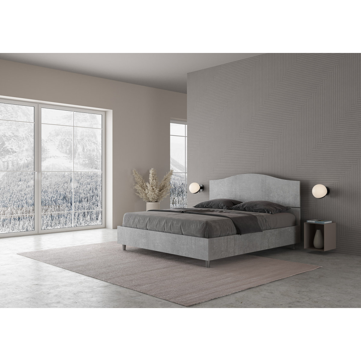 Lit sans sommier 160x190 gris béton Dores