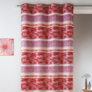 Rideaux en jacquard à rayures horizontales - Rouge Orangé