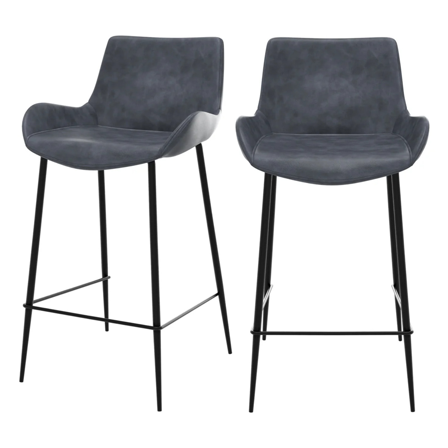 Lot de 2 chaises pour îlot central 65 cm en synthétique gris/noir - Pirata