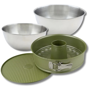Set pâtisserie avec moule à manqué et à savarin 26 cm, 2 bols à mixer et spatule Zenker