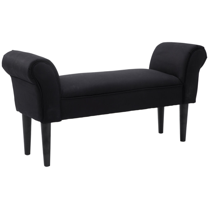 Banc banquette design contemporain accoudoirs courbés grand confort 102L x 31l x 51H cm noir