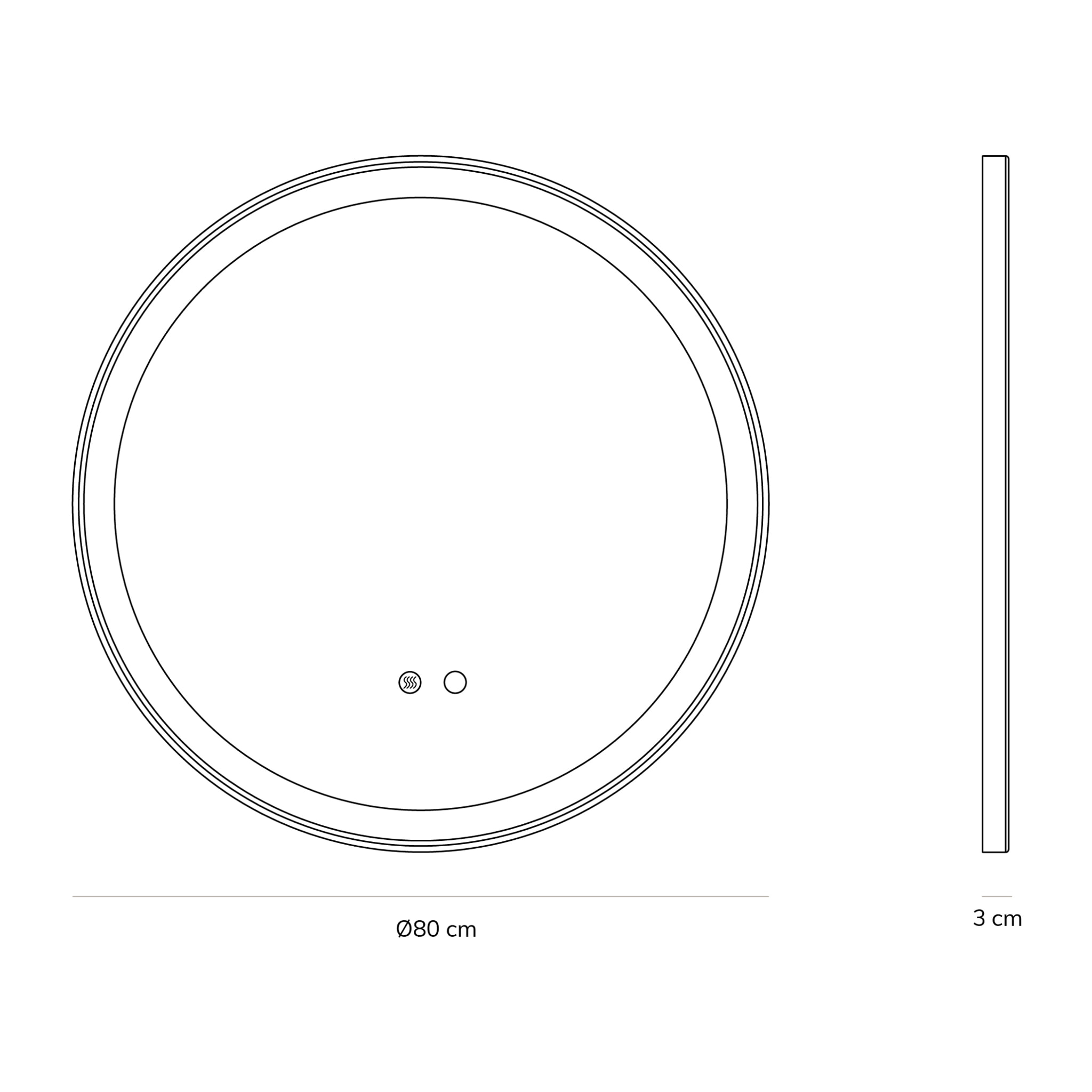 Miroir de salle de bain LED Per Tactil, 80 cm