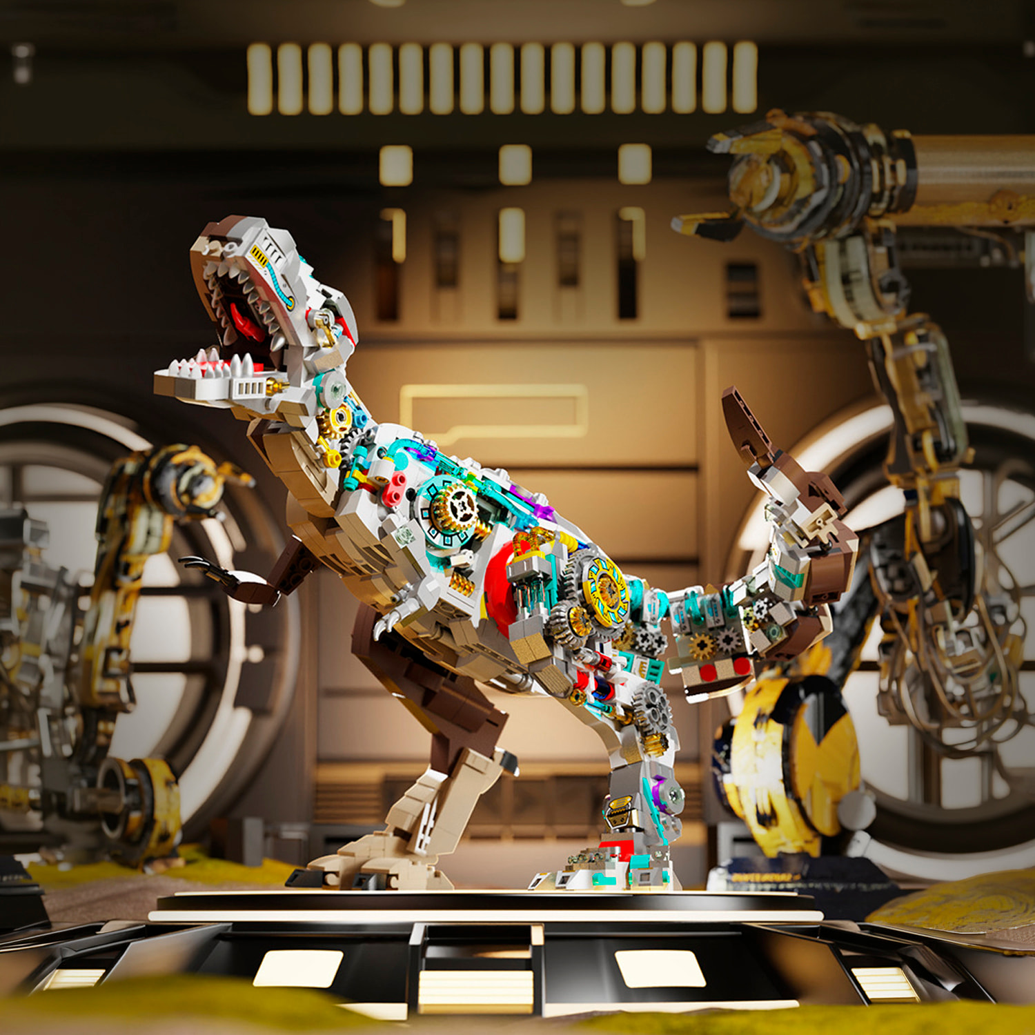 Maqueta 3D mecanizada con diseño de Tyrannosaurus Rex con 1388 piezas.