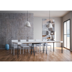 Consolle allungabile 90x40/300 cm Banco Bianco Frassino telaio Antracite.