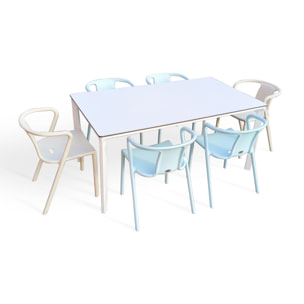 MEET - Ensemble repas de jardin 6 places en aluminium laqué
