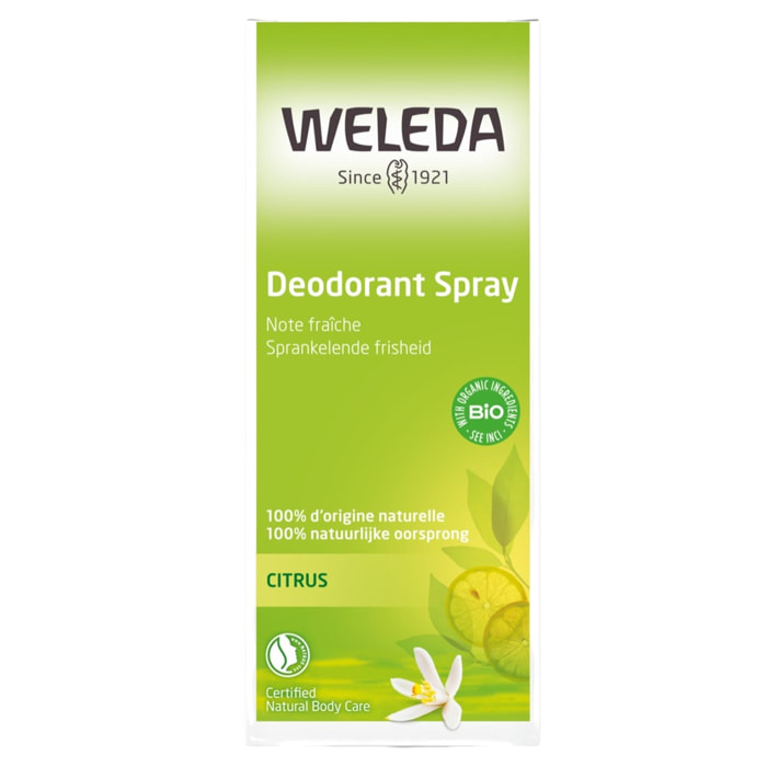 WELEDA - Trio Déodorant spray Citrus - 100% d'origine naturelle - Vegan* - Certifié Natrue** -Vaporisateur 100 ml  x 3