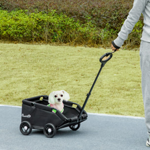 Poussette chien chariot 4 roues pliable avec poignée multidirectionnelle - nombreux équipements - noir