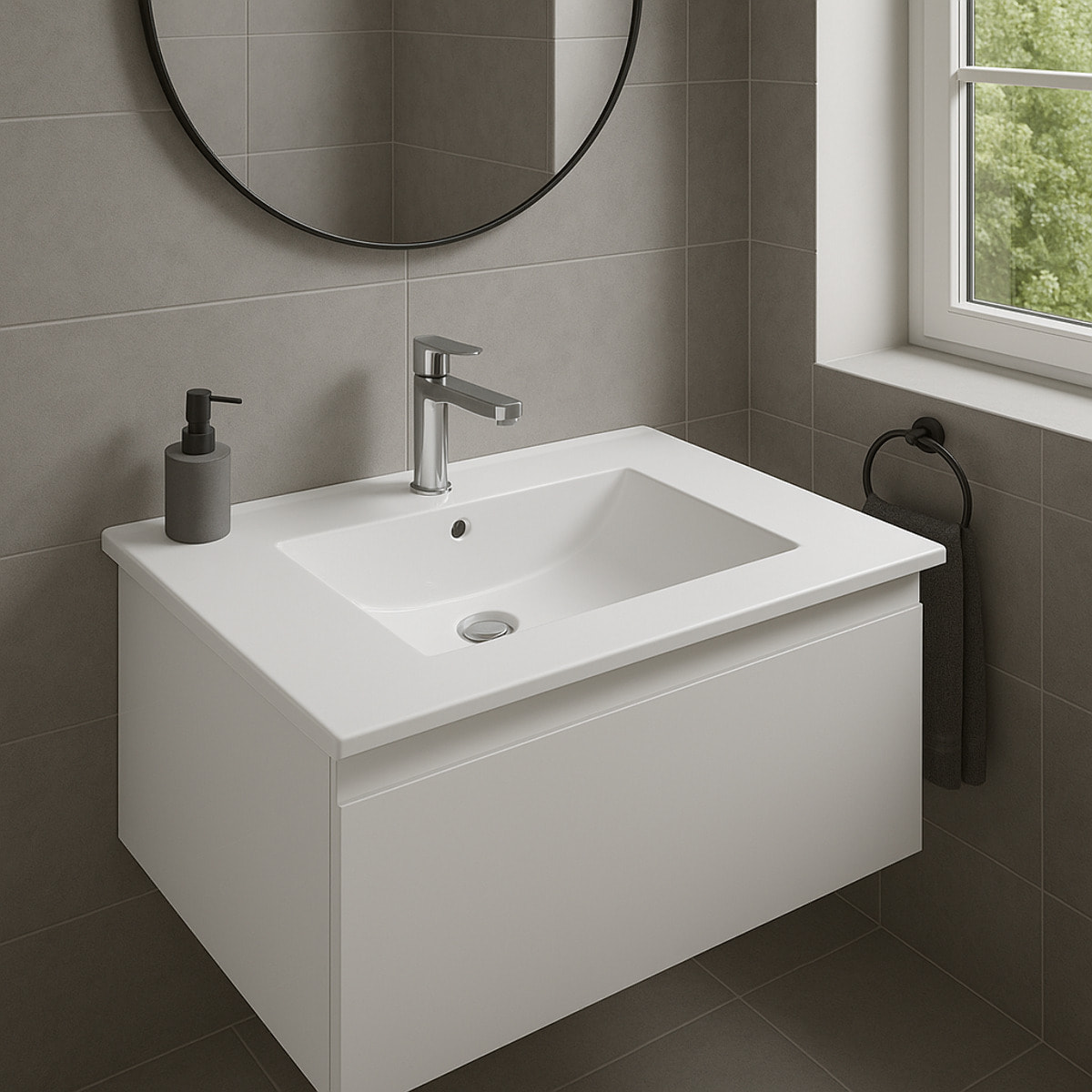 Lavabo Da Incasso Rettangolare Lavandino Bagno In Ceramica Design Moderno Elegante Per Top Bagno 71 x 46 cm Bianco