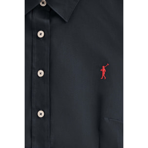 Camisa azul marino de corte slim con logo Rigby Go