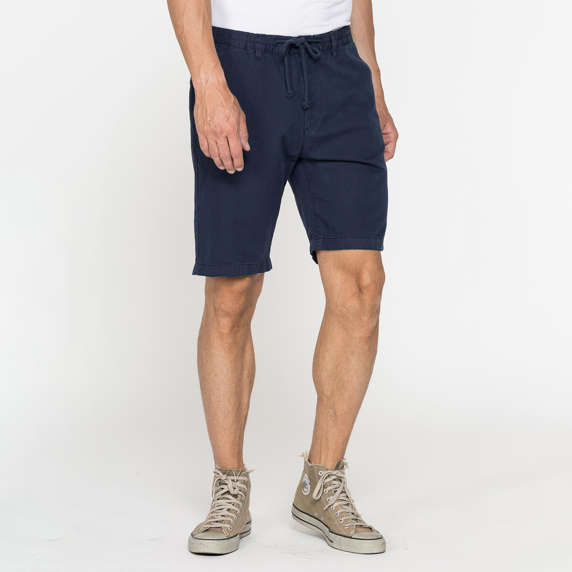 BERMUDA CHINO IN TESSUTO LINO E COTONE CON COULISSE