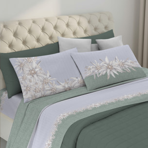 Completo letto stella alpina verde 100% cotone