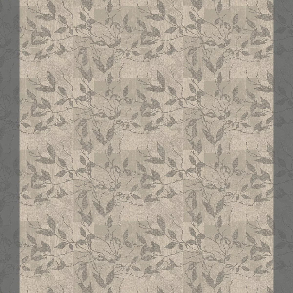 Nappe pur coton 220 g/m² motif jacquard gris anthracite Mille prunus silver