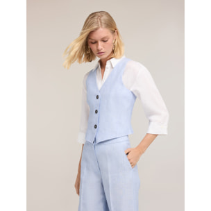 Motivi - Gilet sartoriale in lino - Azzurro