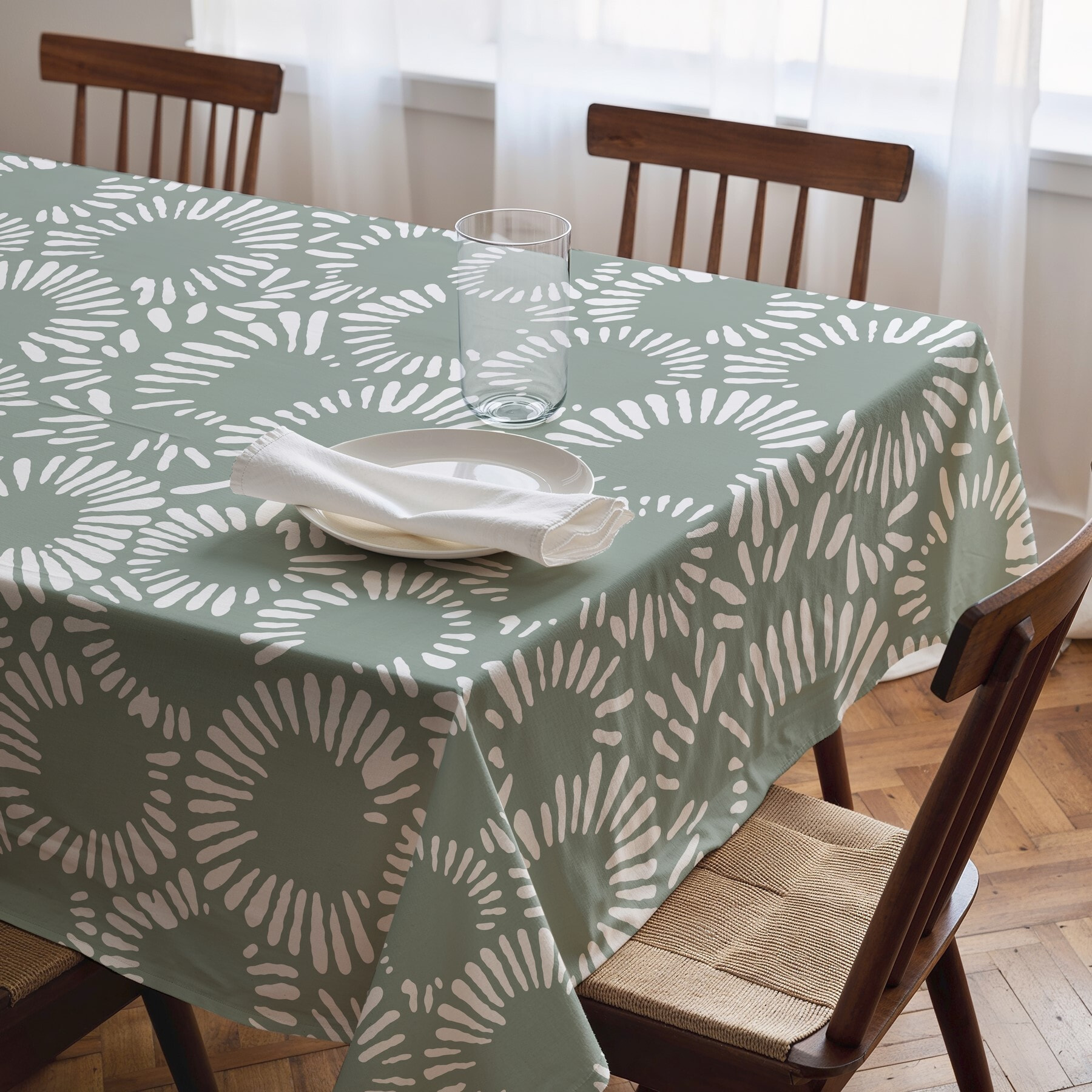Nappe imprimée anti-tâches CHIARA OLIVE