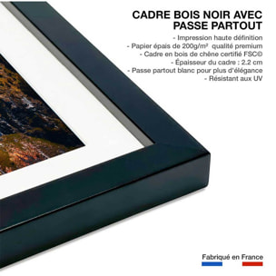 Affiche nature failles et ravins sauvages Affiche + cadre en bois - Noir