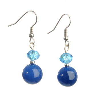 J-Line Boucle D'oreille Cristal+Perle Blue F
