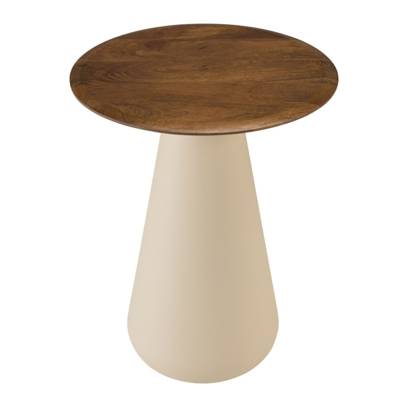 JAMES - Table d'appoint 40x40cm plateau en manguier pied métal ivoire JAMES