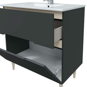 Mueble de baño Lotto 80 Antracita - Roble