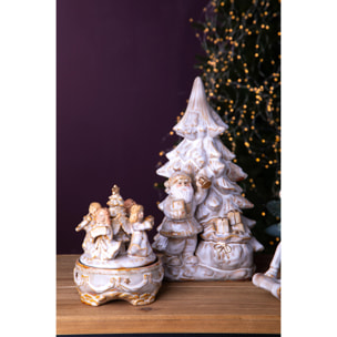 Babbo Natale Di Porcellana Con. Altezza 37,5 Cm - Pezzi 1 - 19,5X37,5X17,5cm - Colore: Dorato - Bianchi Dino - Articoli Natalizi