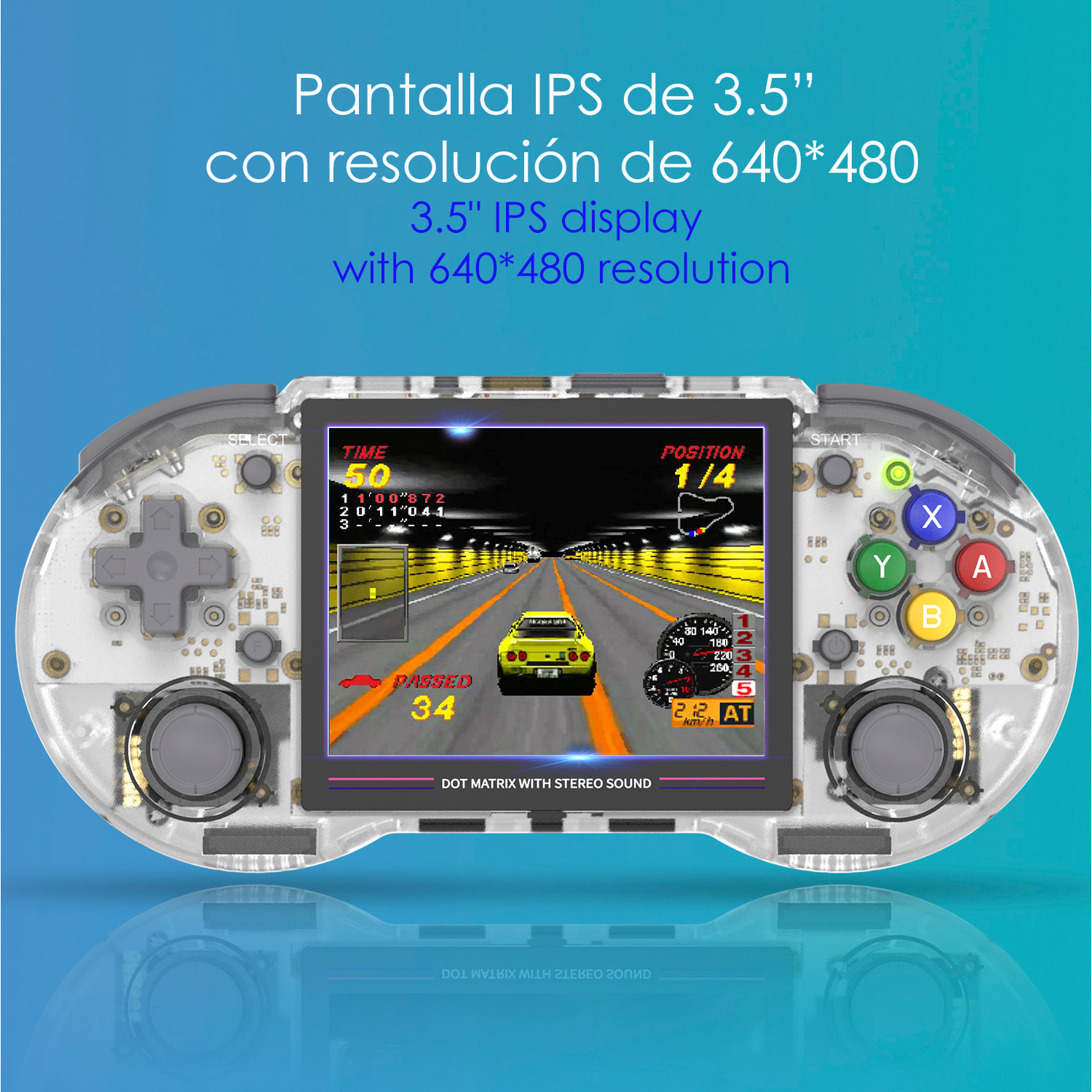 DAM Consola emulador multiplataforma RG353PS. Pantalla 3,5" IPS; S.O. Linux, Quad-Core 1,8GHz, WiFi, 128GB. +23000 juegos. 17,4x2x8,1 Cm. Color: Blanco