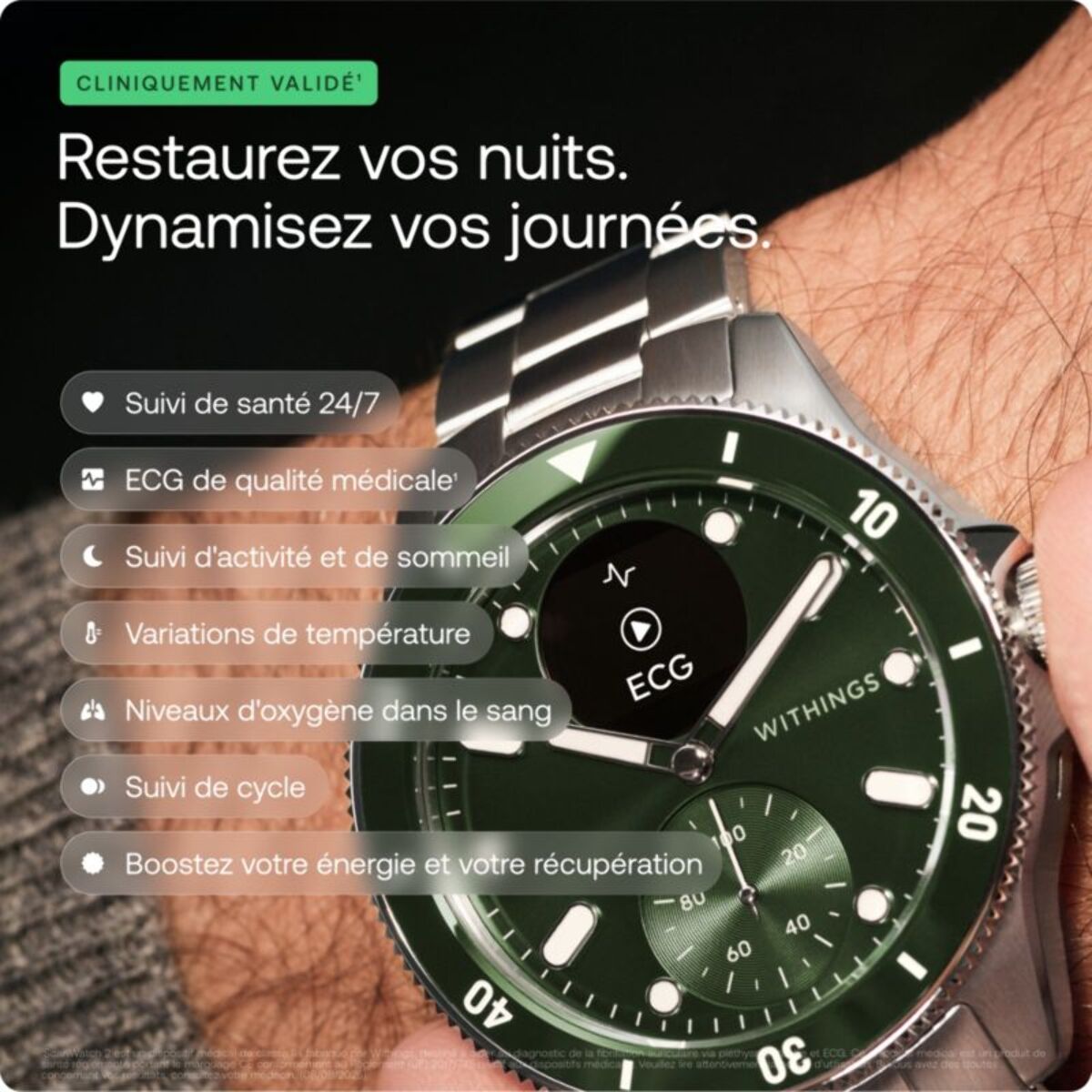 Montre santé WITHINGS Scanwatch Nova verte