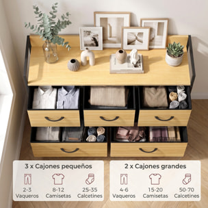 Mueble Organizador Cajonera de Tela con Cajones Plegables Estante Abierto y Marco de Acero Estilo Industrial para Salón Recibidor Dormitorio 98x29x63 cm, Roble