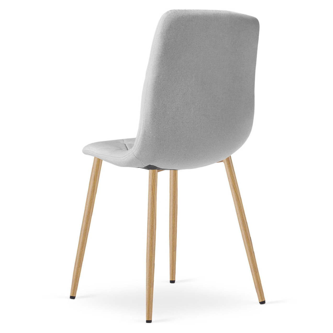 Sedia Libra in tessuto grigio chiaro con gambe effetto legno