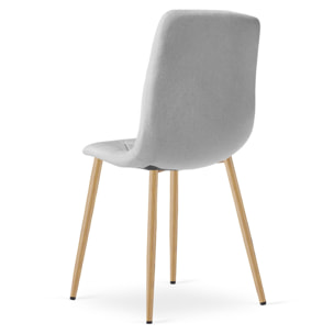 Sedia Libra in tessuto grigio chiaro con gambe effetto legno