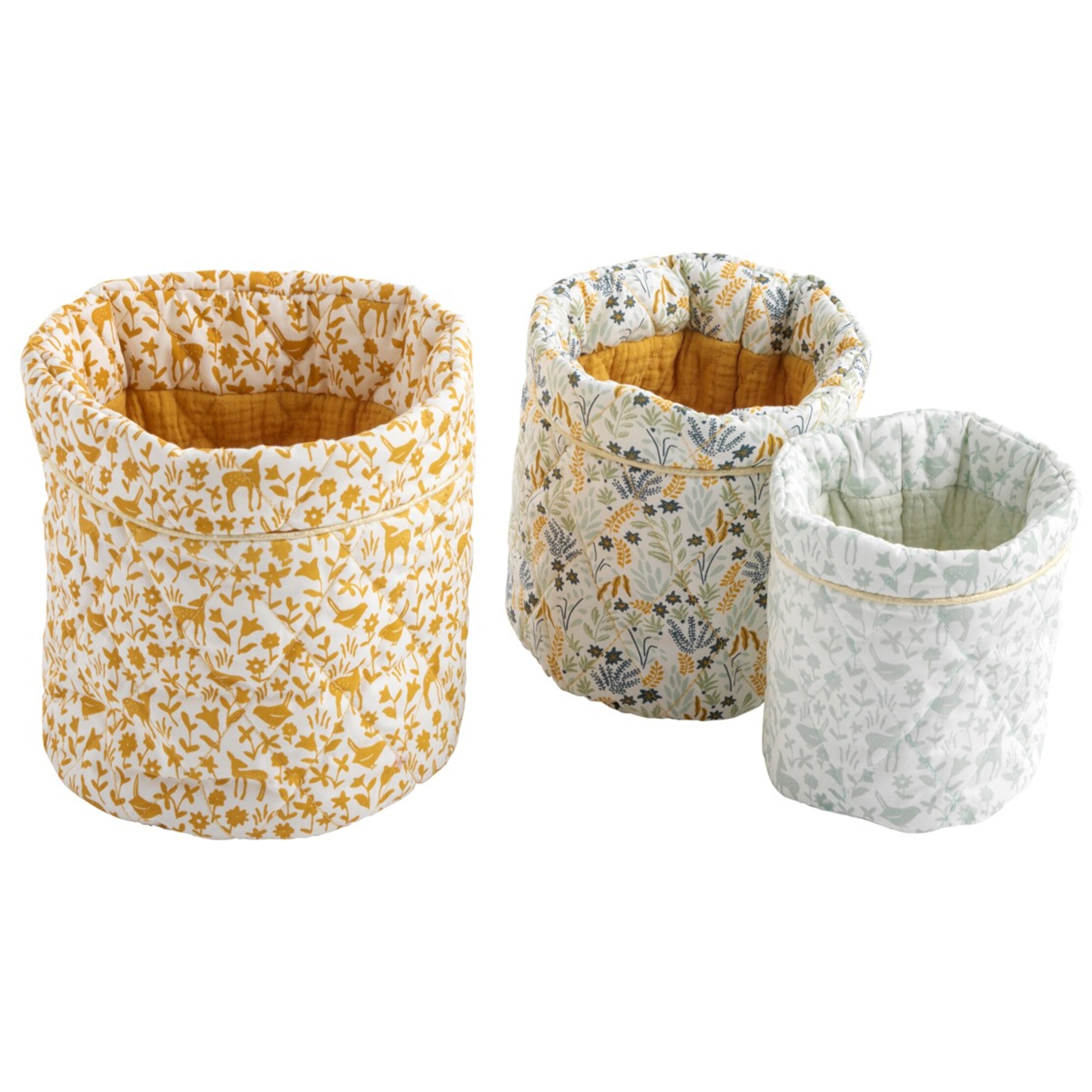 Lot de 3 panières en coton blanc