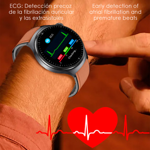 Smartwatch TK27. Llamadas Bluetooth con funciones avanzadas de salud: medición de glucosa, lípidos y ácido úrico, temperatura corporal, ECG, micro examen físico y composición corporal.