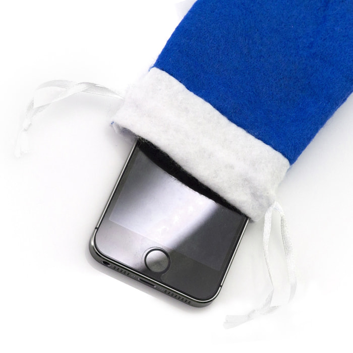 DAM Custodia per smartphone  dal design originale del cappello di Babbo Natale 819 cm. Colore blu