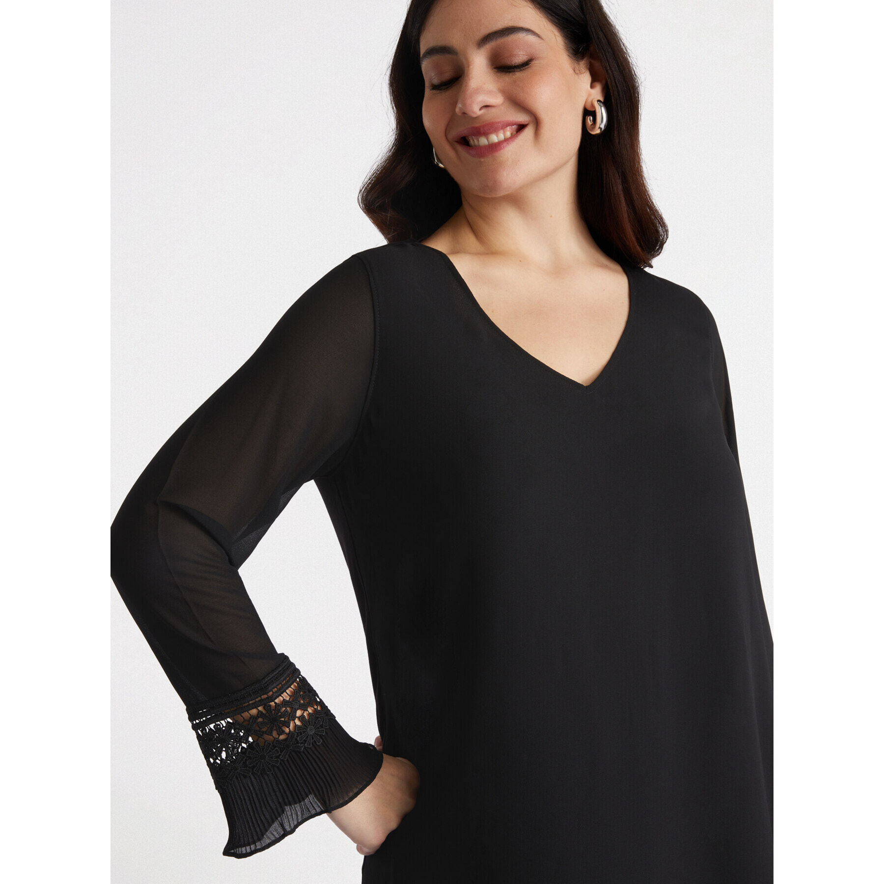 Fiorella Rubino - Blusa con viscosa LENZING™ ECOVERO™ - Nero