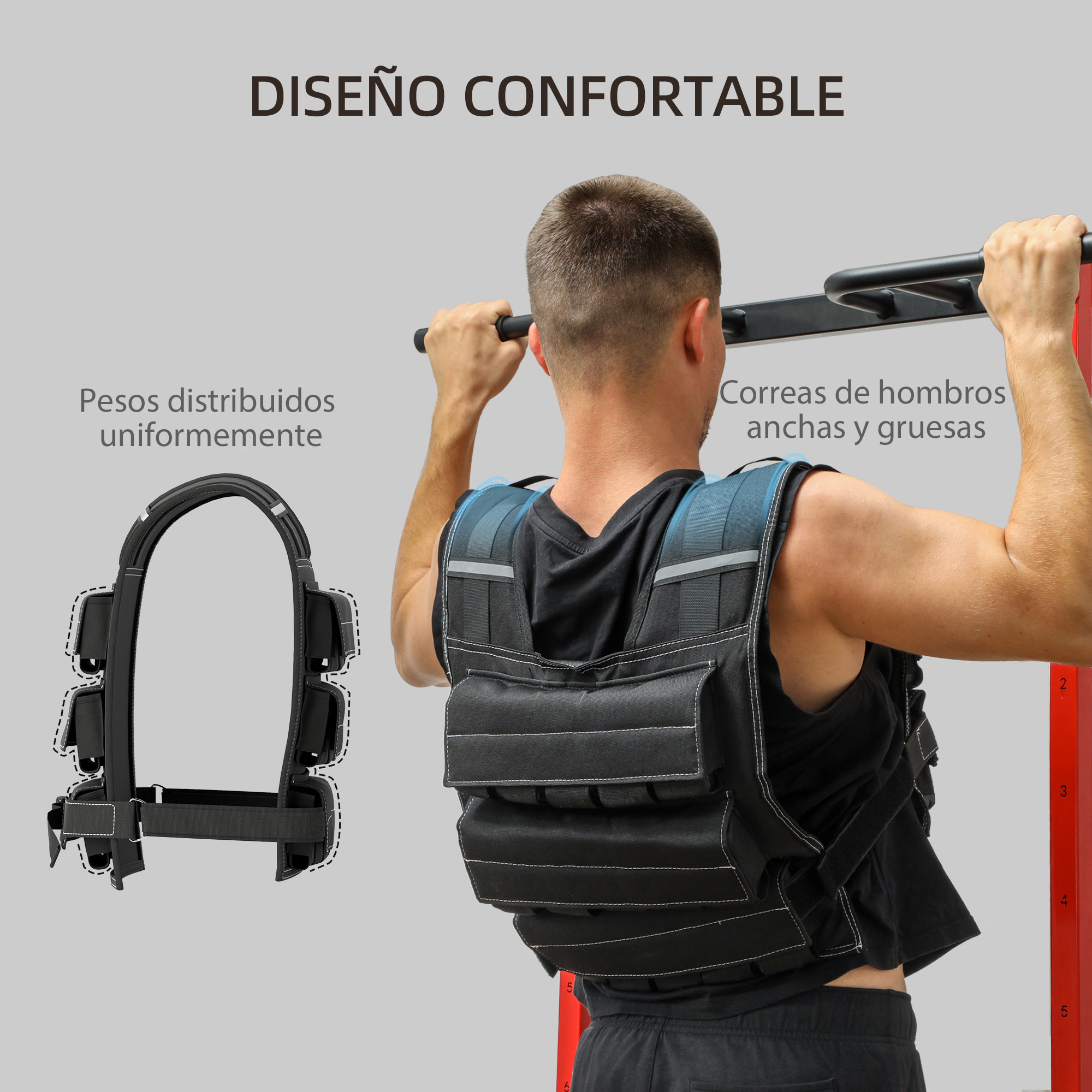 Chaleco Lastrado 15kg Chaleco de Lastre Ajustable con 15 Paquetes de Peso Banda Reflectante Chaleco Peso para Entrenamiento Fuerza Jogging Crossfit Negro
