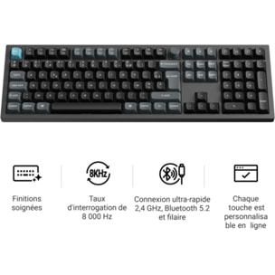 Clavier gamer sans fil KEYCHRON Q6 Ultra 8K Swappable RGB Backlight