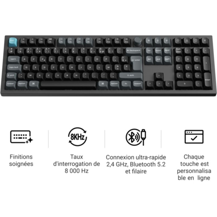 Clavier gamer sans fil KEYCHRON Q6 Ultra 8K Swappable RGB Backlight