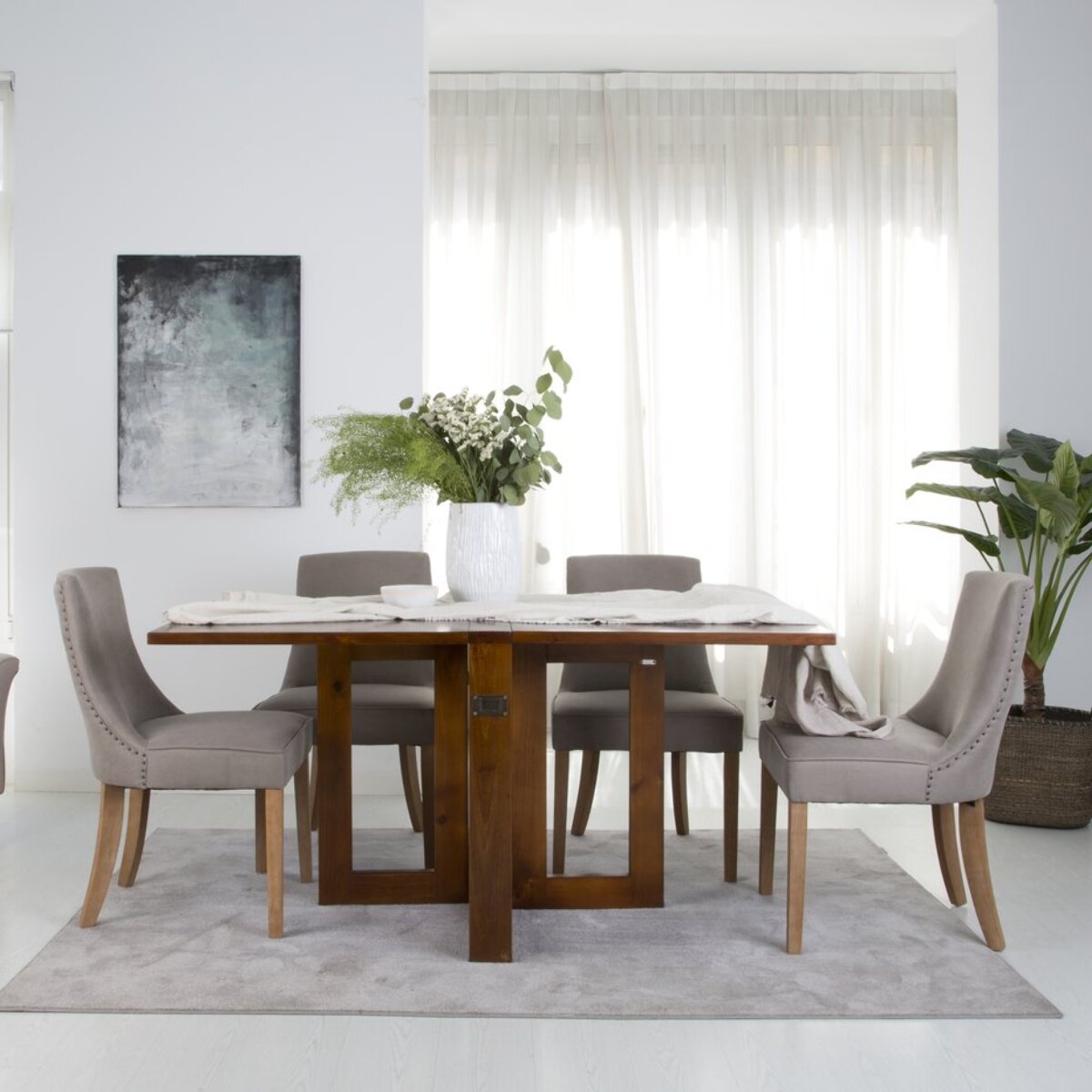 Table à manger pliante Tan -bois massif de mindi et placage naturel de mindi-couleur teck 160 x 78 x 90 cm