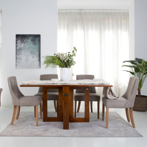 Table à manger pliante Tan -bois massif de mindi et placage naturel de mindi-couleur teck 160 x 78 x 90 cm