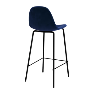 Lot de 2 chaises pour îlot central 65 cm en velours bleu foncé - Henrik