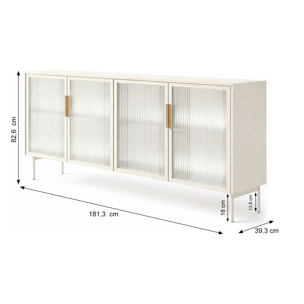 Credenza Madia Moderna Con Vetrina Cassetti E Illuminazione Led Ripiani Materiale In Melaminico 181.3 x 39.3 x 82.6 Cm Cashmere