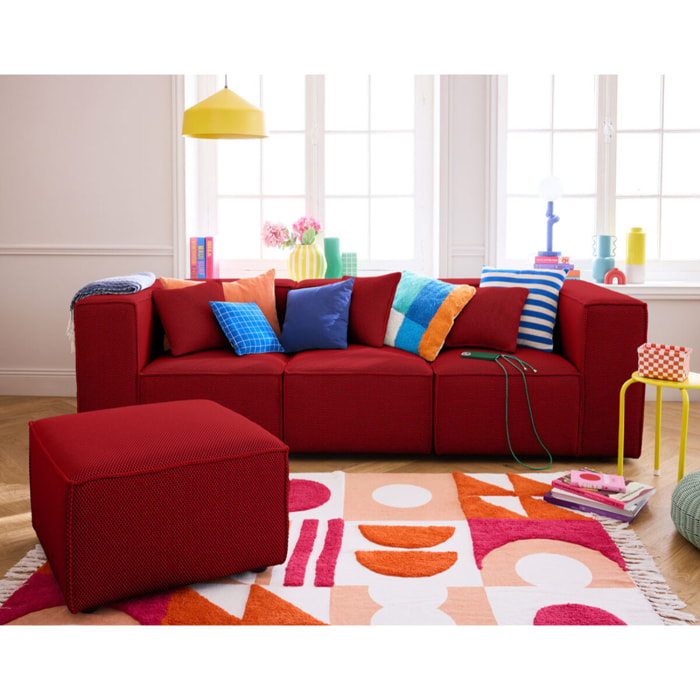 Arty - pouf d'appoint - en tissu mailles 3D - Rouge