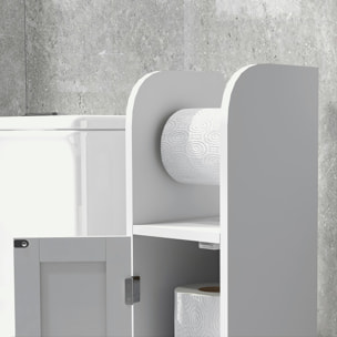 Columna de Baño Armario de Baño con Compartimento Abierto Puerta 2 Estantes Ajustables y Portarrollo Estilo Moderno 20x20x80 cm Blanco