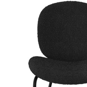 Lot de 2 chaises en tissu bouclé noir et pieds en métal noir - Iris
